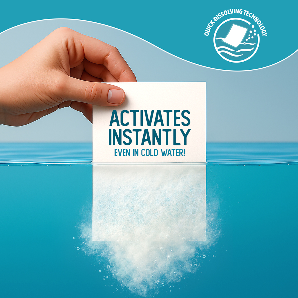 Reef Sheets wholesale laundry detergent sheet activating instantly in cold water — commercial laundry solution for businesses